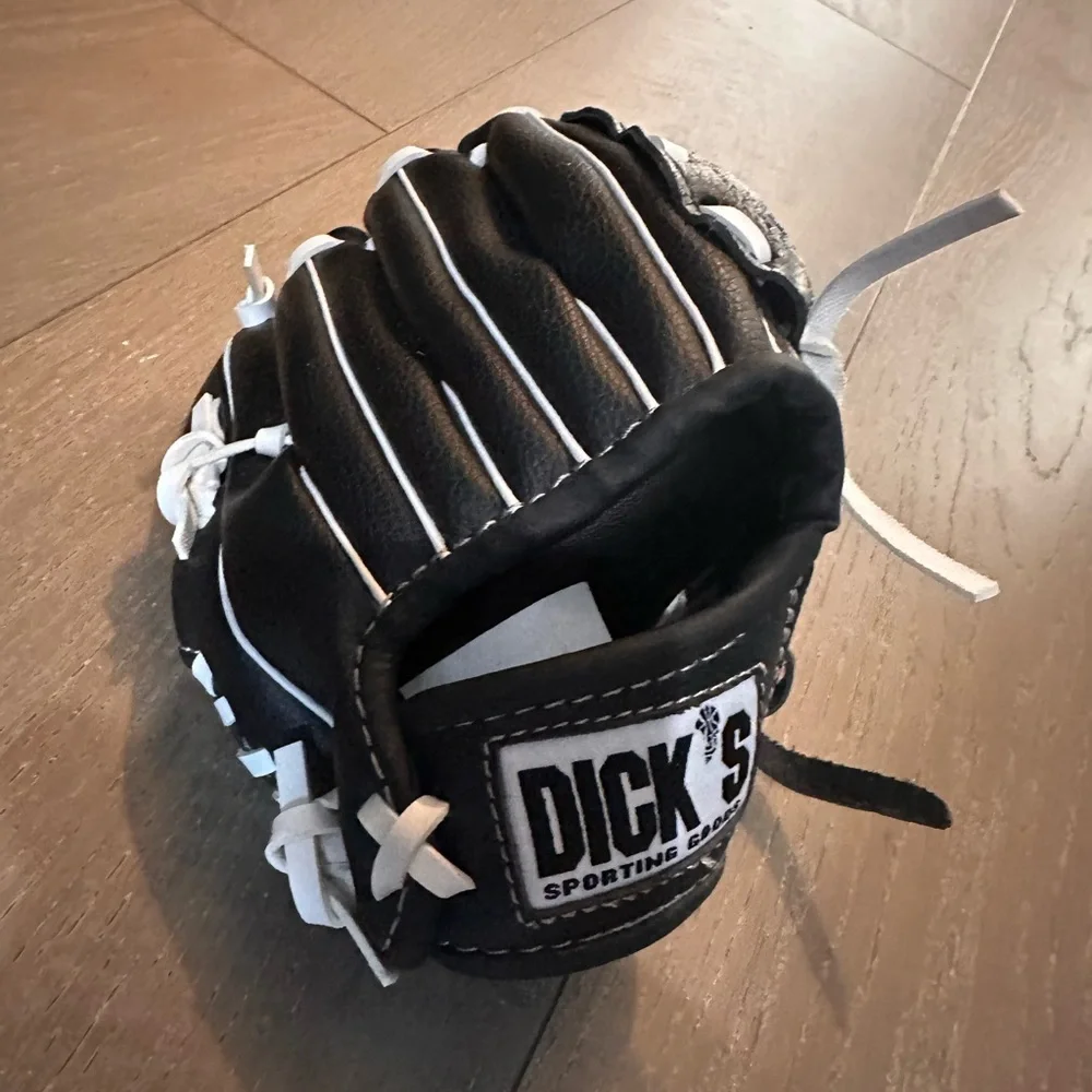 Black and White Youth Baseball Glove with Contrast Lacing